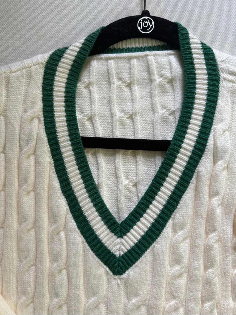NWOT Cable Knit V-Neck Sweater with Trim